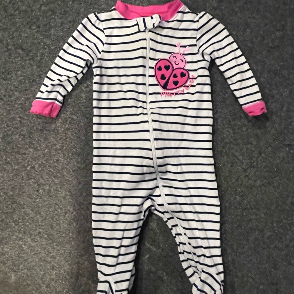 Striped Pink and White Kids One Piece